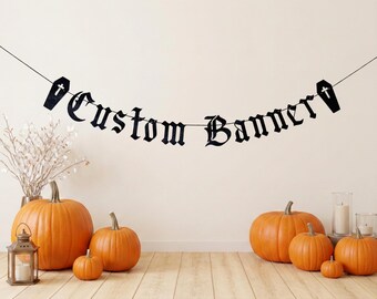 Custom Banner/ Personalized Gothic Birthday Party Decoration/ A Baby Is Brewing / Spooky Halloween Baby Shower/  Batty Bachelorette/ RIP