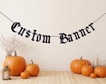Custom Banner/ Personalized Gothic Party Decoratiosn/ A Baby Is Brewing Banner/ Spooky Halloween Baby Shower/ A Little Boo Is Almost Due/