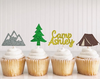 Camp Bach Cupcake Toppers/ Bachelorette Camp Party Decorations/ Last Trail Before The Vail Engagement/ Weekend In The Woods Bridal Shower