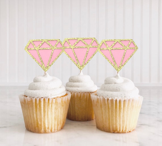 6 decorazioni per cupcake glitterate per feste di compleanno