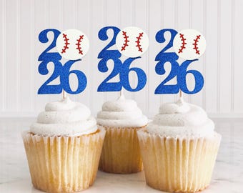 2026 Baseball Cupcake Toppers/ Baseball Team Party Decorations/ College Graduation/ High School Baseball Team Celebration/ Class of 2026