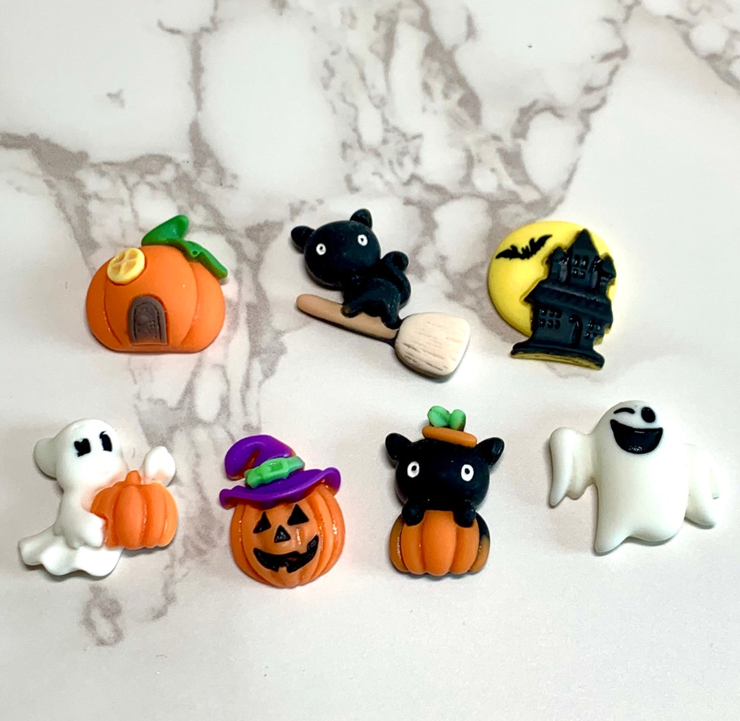 Black Cat with Orange Hat Halloween Charm Cabochons Decoden Charms
