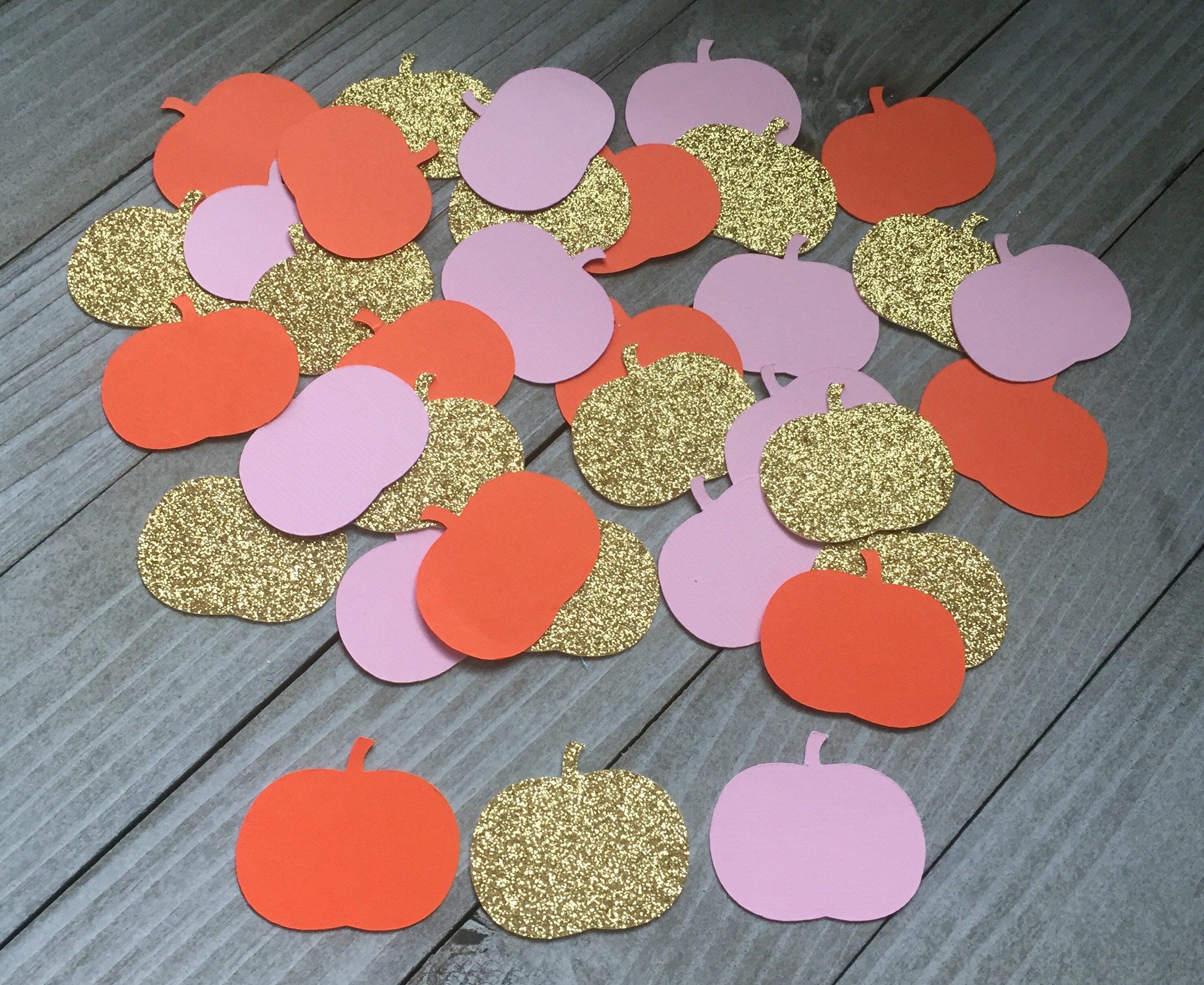 100 little pumpkin confetti gold glitter pink and orange little pumpkin baby shower birthday party fall