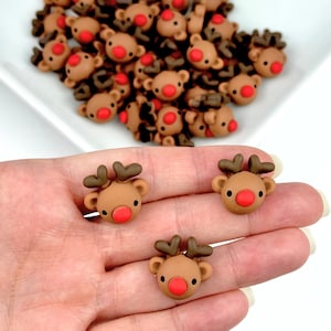 4 rendieren cabochons/schattig rendieren met rode neus charmes/kerst rendieren versiering/winter cabochon/vakantie sieraden maken leveringen