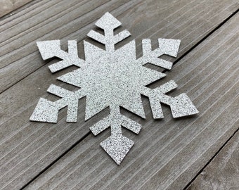 Silver Glitter Snowflake Cutouts/ Snowflake Die Cuts/ Winter Wonderland/ Frozen Birthday/ Christmas Decor/ 15 Pieces