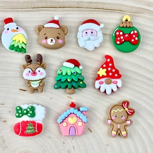 10 Weihnachten Anhänger / Weihnachtsbaum Cabochon / Rentier Verzierung / Schneemann / Pinguin / Schneeflocke Glocke / Schmuckherstellung