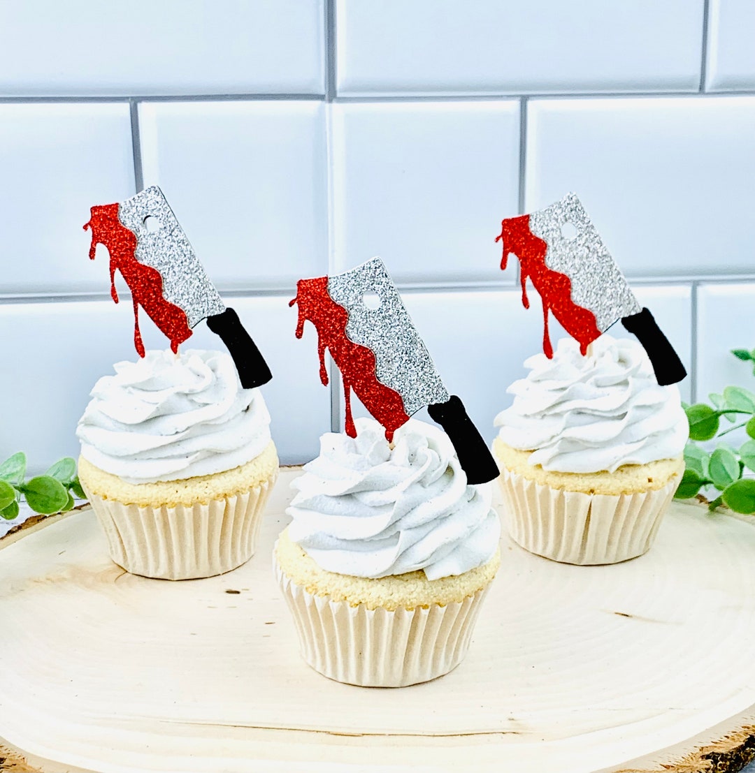 12 Bloody Butcher Knife Cupcake Toppers Horror Movie Party Etsy