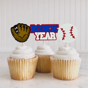 Baseball Erster Geburtstag Cupcake Topper / Rookie des Jahres Party Dekoration / Baseball Kuchen Topper / Grand Slam / Home Run / All-Star