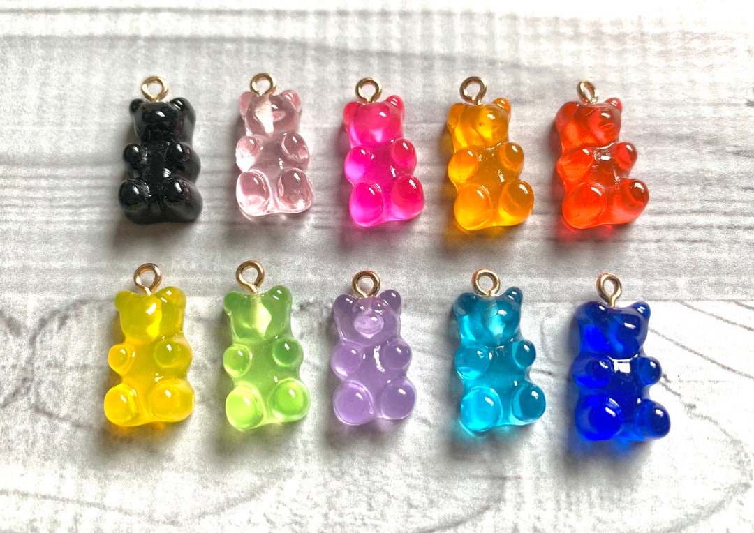 10 pcs Cute Gummy Bear Resin Charms Necklace Pendant Earring Jewelry DIY