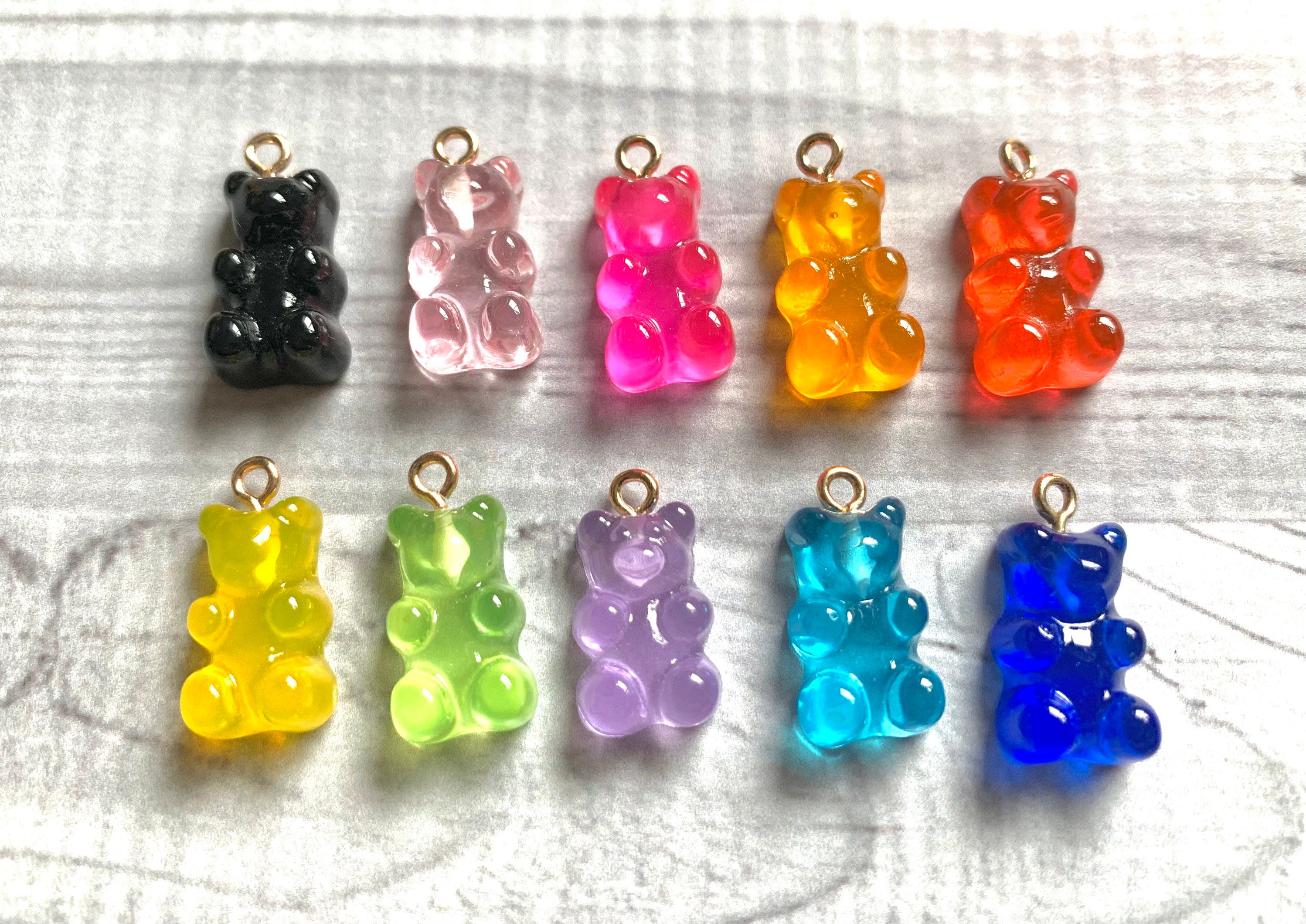 50 Mixed Color Transparent Acrylic Gummy Bear Beads 19mm horizontal hole  Funny