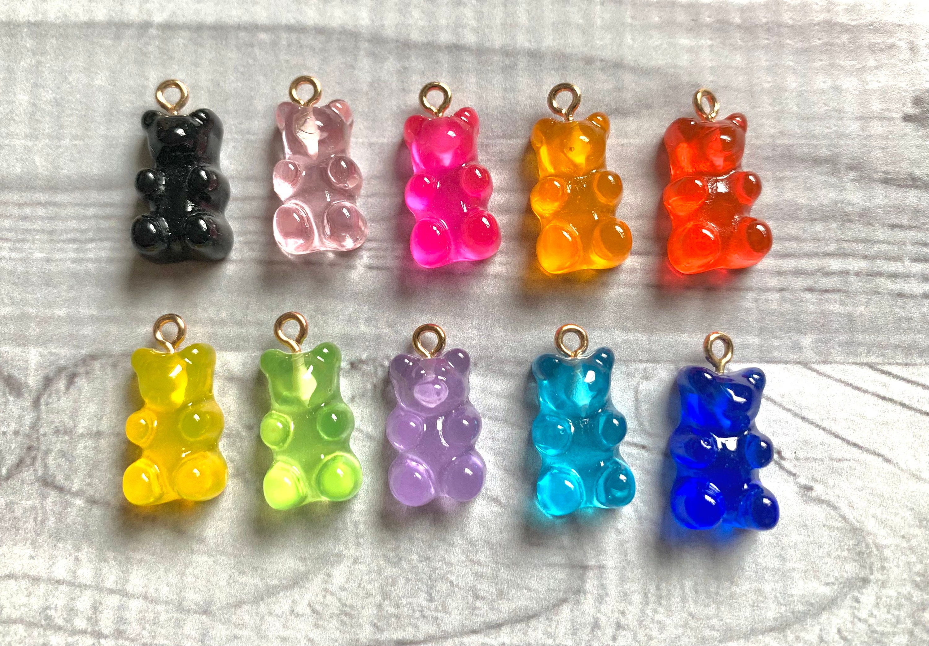 10pcs Gummy Bear Resin Sequins Charms - 20x11mm DIY Jewelry Making Supplies