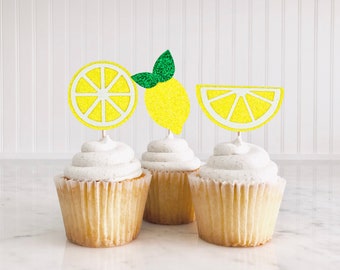 Citronmuffinsdekorationer/Little Citron babyshowerdekorationer/Little Citron födelsedagsdekorationer/Citronfestdekorationer/En i en citron/Lemonadfest