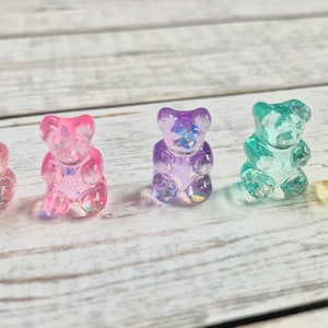 2 Piece Pastel Glitter Gummy Bear Charms/ Resin Gummy Bear Charms/ Jewelry Making Supplies/ 10x16mm