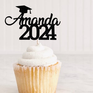 2025 Graduation Cupcake Toppers/ Custom Name And Year Toppers/ Graduation Food Picks/ College Grad Party Decor/ Grad Cap/ Personalized Name