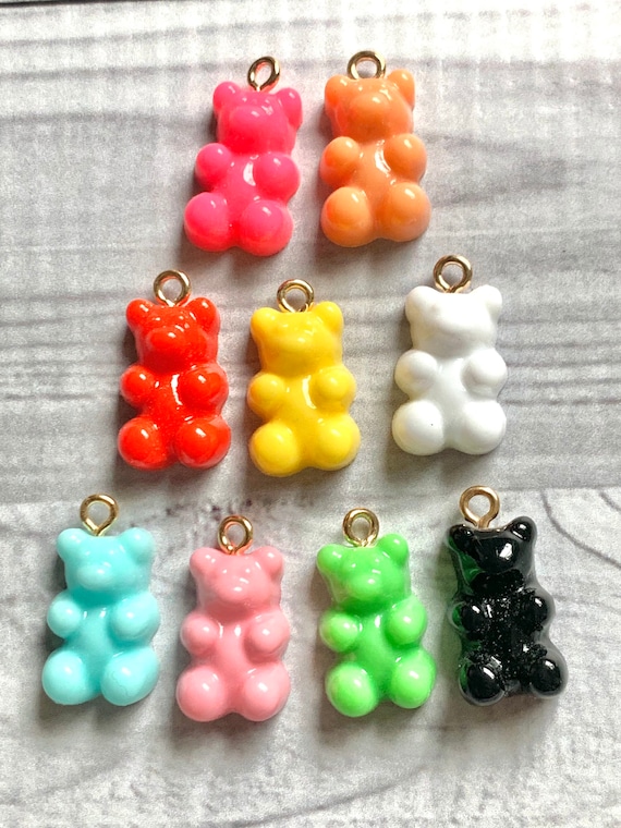 Gummy Bear Charms/ Resin Solid Gummy Bear Charms With Hooks/ Set of 2/  Jewelry Making Supplies/ 11x20mm -  Sweden