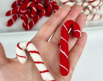 Felt Candy Canes/ Wool felted Peppermint Candy Cane Shape/ Christmas Decor/ Christmas Tiered Tray Pieces/ Holiday Decor/ 1 Piece