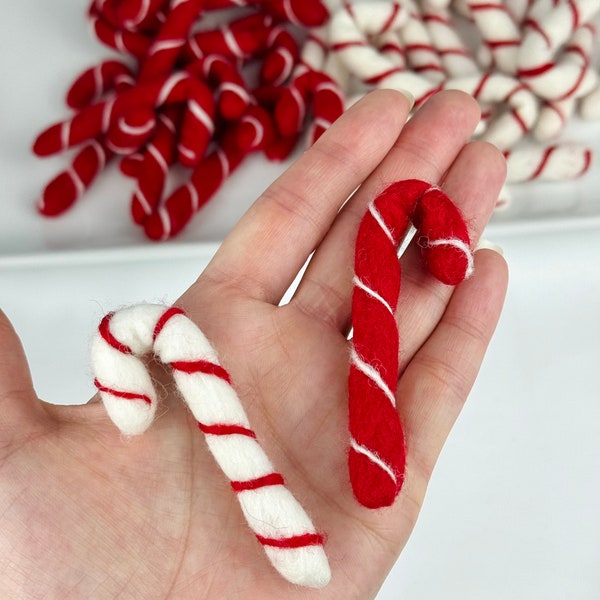 Felt Candy Canes/ Wool felted Peppermint Candy Cane Shape/ Christmas Decor/ Christmas Tiered Tray Pieces/ Holiday Decor/ 1 Piece