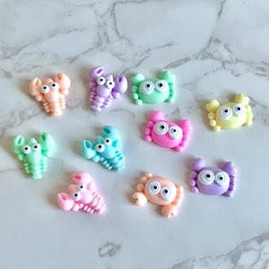 10 Cabochon di aragosta e granchio/ Flatback in resina di granchio/ Abbellimento di animali marini/ Charms/ Forniture per la creazione di gioielli/