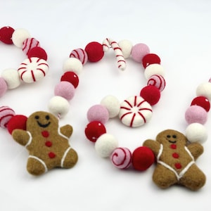 Gingberbread Man, zuurstok en pepermunt-kerstslinger/ Merry Pinkmas/ Wintervakantie open haarddecoratie/ Kerstboomomslag