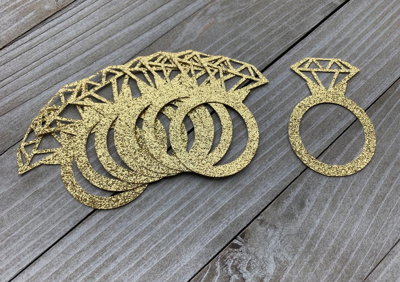 Ring Confetti Engagement Decorations Wedding Bridal Shower 50 Gold Glitter Diamond Ring Confetti Diamond Ring Bachelorette Party Decor