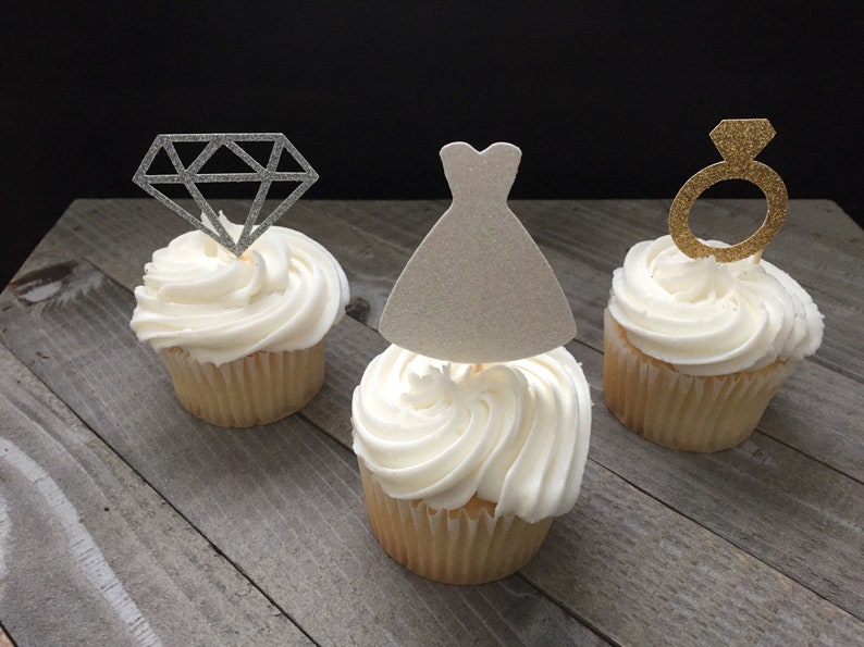 Bridal Shower Cupcake Toppers/ Wedding Cupcake Toppers/ Etsy