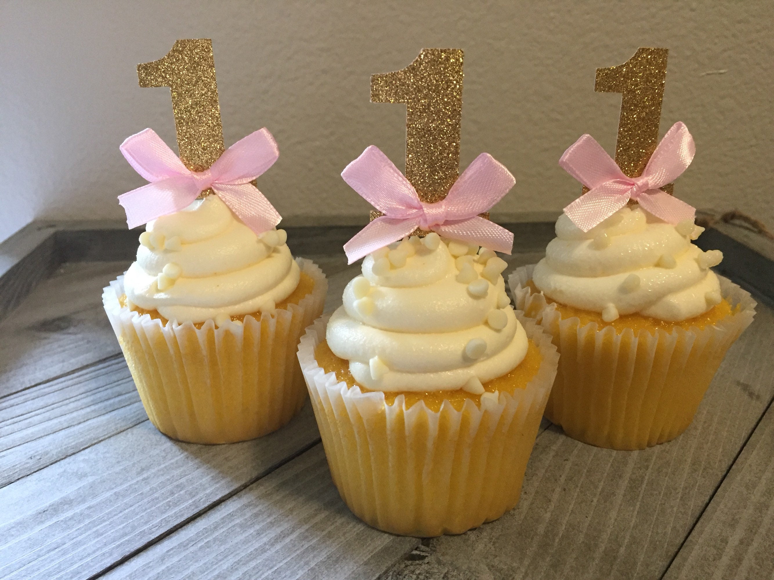 24 Toppers Per Cupcake Glitter Oro - Decorazioni Compleanno Numero 1 - Foto 5