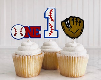 Baseball First Birthday Cupcake Toppers/ Rookie Of The Year Party Decorations/ Baseball One Cupcake Toppers/ Grand Slam/ Home Run/ All-Star