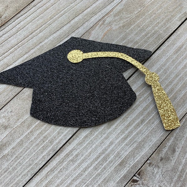 Graduation Cap Cut Outs, Glitter Grad caps,Die Cuts, Graduation Centerpieces, Grad Party Decor, Graduation Cap With Tassel, 12 pieces