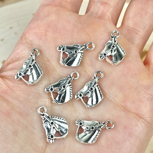 4 Silver Horse Charms/ Western Charms/Cowboy Jewelry/ Horse Pendant/ Cowboy/ Western/ Jewelry Making Supplies