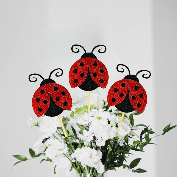 Ladybug Party Decorations/ Little Lady Floral Centerpiece/ Custom Name Pick/ Spring Birthday/ Summer Party/ Daisy/ Garden/ 1st Birthday
