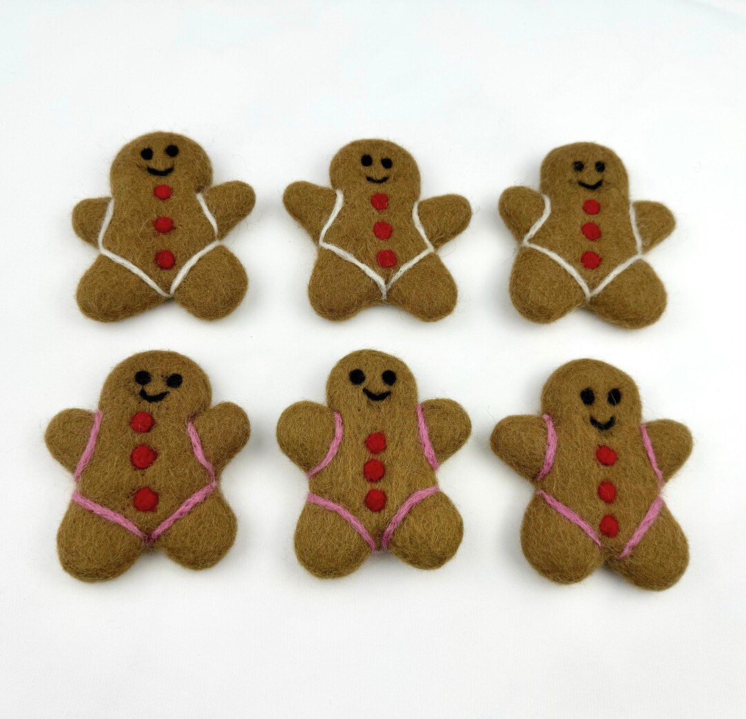 Felt Gingerbread Man/ Wool Felted Gingerbread Shape/ Christmas Decor ...