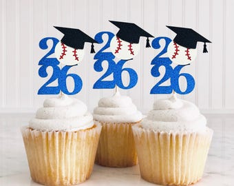 2026 Baseball Cupcake Toppers/ Baseball Team Party Decorations/ College Graduation/ High School Baseball Team Celebration/ Class of 2026