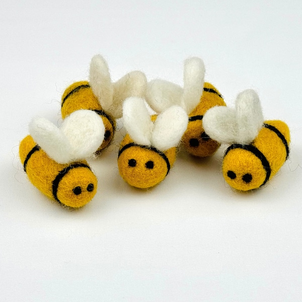 Felt Bee/ Wool Felted Bug Shapes/ DIY Garland/ Nursery Decor/ Honey Bee/ Newborn Photo Shoot Props/ Spring Bowl Filler/ Home Decor/ Shower