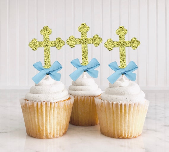 25 Topper Per Torte Battesimo A Forma Di Pesce & Eucalipto – Decorazioni Cupcake Per Comunione, Cresima E Baby Shower