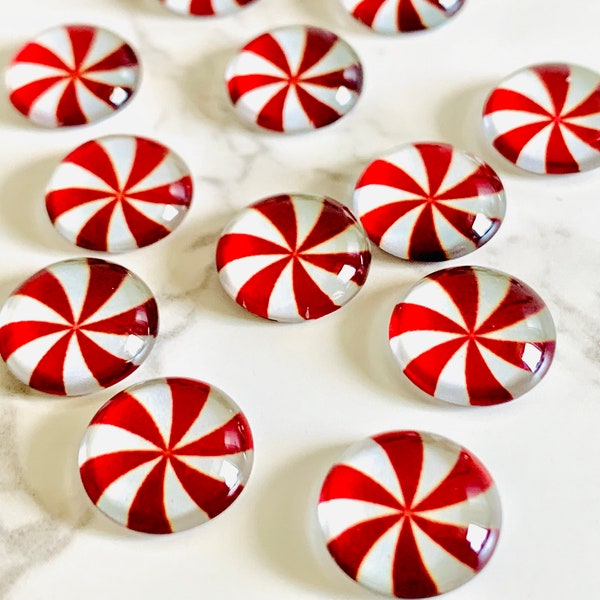 10 Peppermint Photo Glass Dome Cabochon/ Earring Jewelry Supplies/ Mint Glass Dome/ Christmas Earrings/ 8mm/10mm/12mm