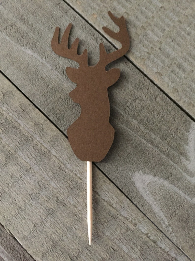 Buck Head Cupcake Toppers Deer Hunting Woodland Animal Etsy