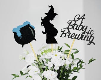A Baby Is Brewing Party Decorations/ Halloween Gender Reveal Centerpieces/ A Little Boo Is Almost Due/ Witch Baby Shower/ Witch Or Wizard