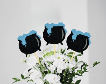 A Baby Is Brewing Party Decorations/ Halloween Gender Reveal Floral Centerpieces/ A Baby Is Brewing Gender Reveal/ Witch Baby Shower/ 3 Tops