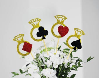 Lucky In Love Centerpieces/ Casino Bachelorette Party/ Las Vegas Bridal Shower Decorations/ Last Fling Before The Ring/ Poker Girls Trip
