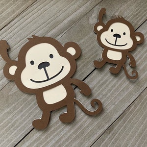 Ritagli di scimmia, diecut di scimmia, ritagli di animali safari, animale della giungla, centrotavola scimmia, 3 pezzi