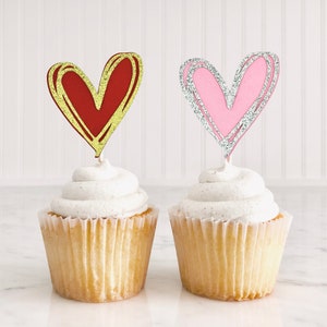 Whimsical Heart Cupcake Toppers/ Valentine First Birthday/ Heart Cupcake Toppers/ Valentine’s Day Birthday/ Little Sweetheart/ Love/ Be Mine