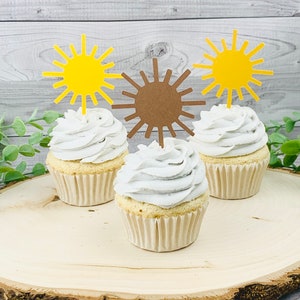 Sun Cupcake Toppers/ Sunshine Cupcake Toppers/ You Are My Sunshine/ One Year Around The Sun/ Boho Sun Party/Little Sunshine/ Sun Baby Shower