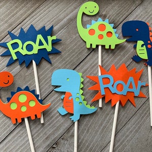 12 Dinosaur Cupcake Toppers, Dino Party, Roar I&#39;m 4!,  T-Rex, Dinosaur Birthday Party Decor, Roar, Baby Dino