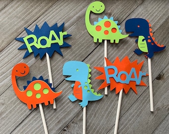 12 Dinosaur Cupcake Toppers, Dino Party, Roar I'm 4!,  T-Rex, Dinosaur Birthday Party Decor, Roar, Baby Dino