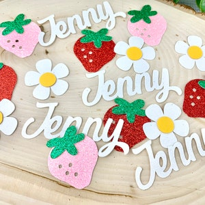 Confettis prénom aux fraises/ Décoration de fête Sweet One/ Sweet Berry/Fête aux fraises/ Sweet To Be One/ Confettis de premier anniversaire aux baies/ 100 pièces