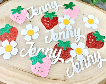 Strawberry Name Confetti/ Sweet One Party Decor/ Berry Sweet/ Strawberry Party/ Sweet To Be One/ Berry First Birthday Confetti/ 100 Pieces