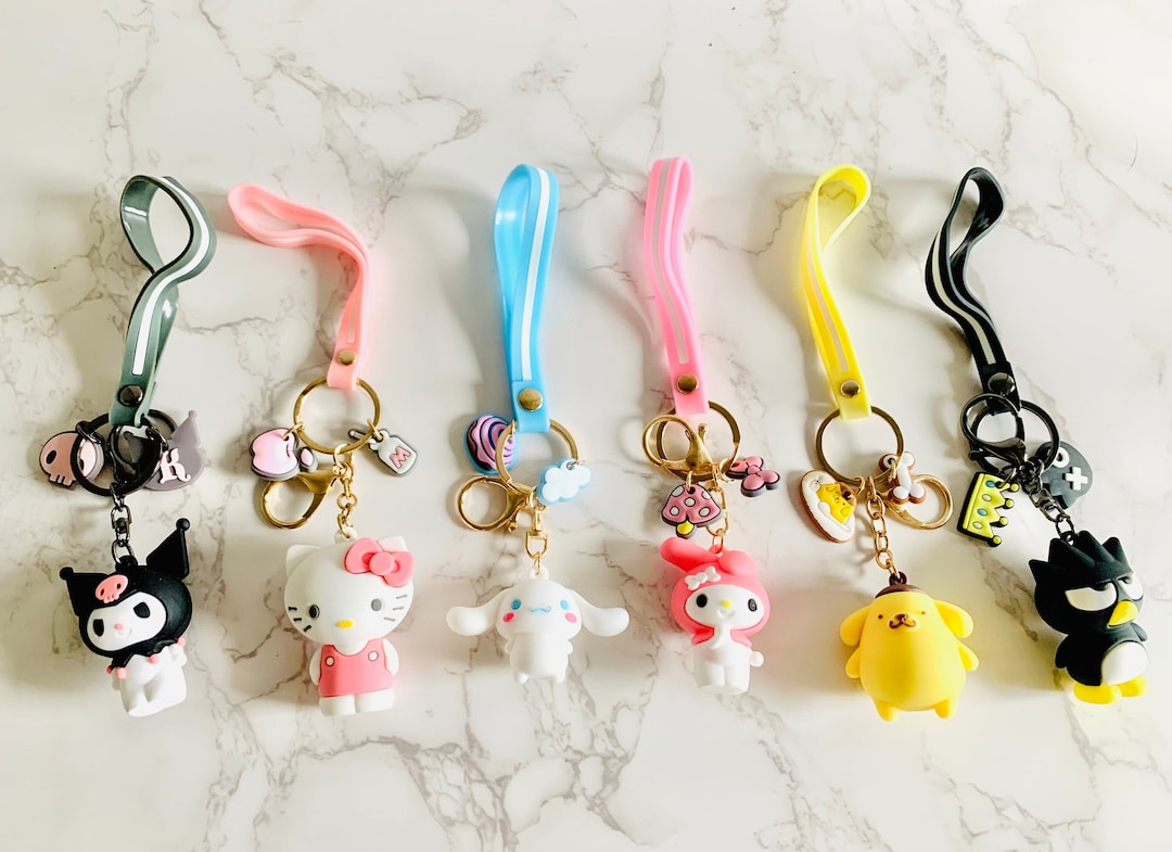 Kitty/ Melody Keychain/ Cinnamoroll Keyring/ Kuromi Keyring/ Purin/ Badtz Maru/ Hello Kitty/ Kawaii Keychains/ 1 Piece