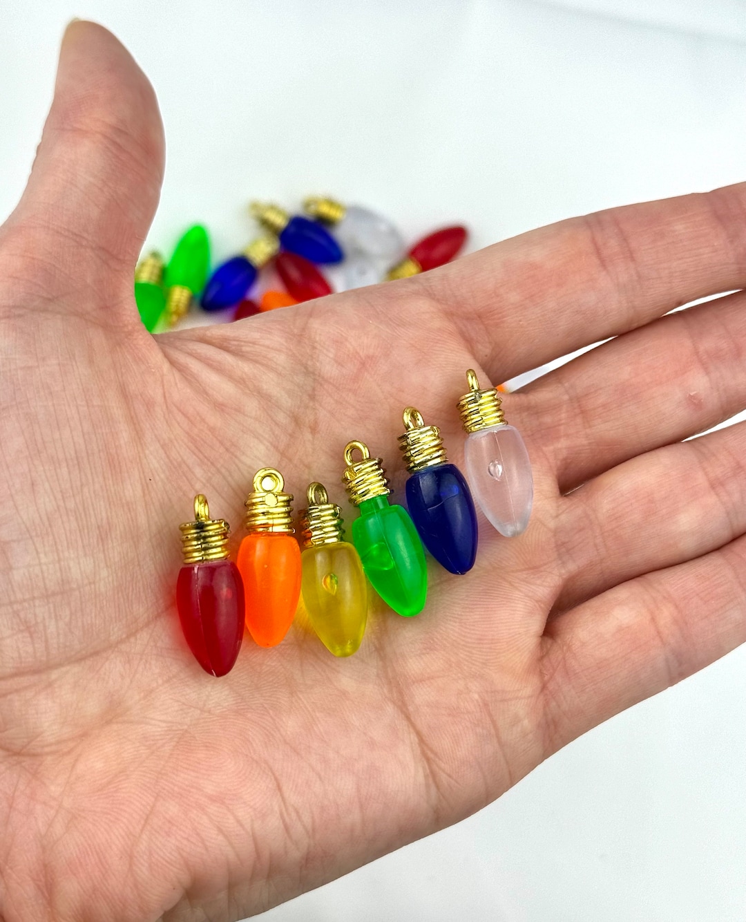 Miniature Christmas Light Bulbs/ Christmas Light Bulb Charms/ Holiday