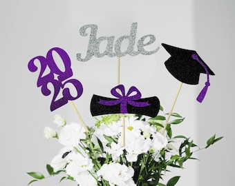 2026 Graduation Decorations/ Graduation Table Centerpieces/ Class of 2026/ Custom Name Party Decor/ Diploma and Year Cutouts/ Grad Decor