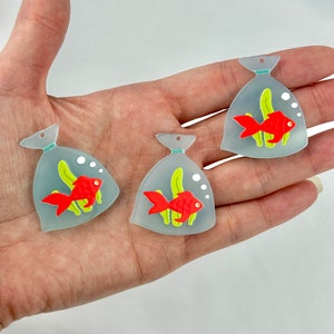 Goldfish In A Bag Charms/ Fish Jewelry Supplies/ Fish In A Bag/ Jewelry Making Supplies/ Charms/ Fish
